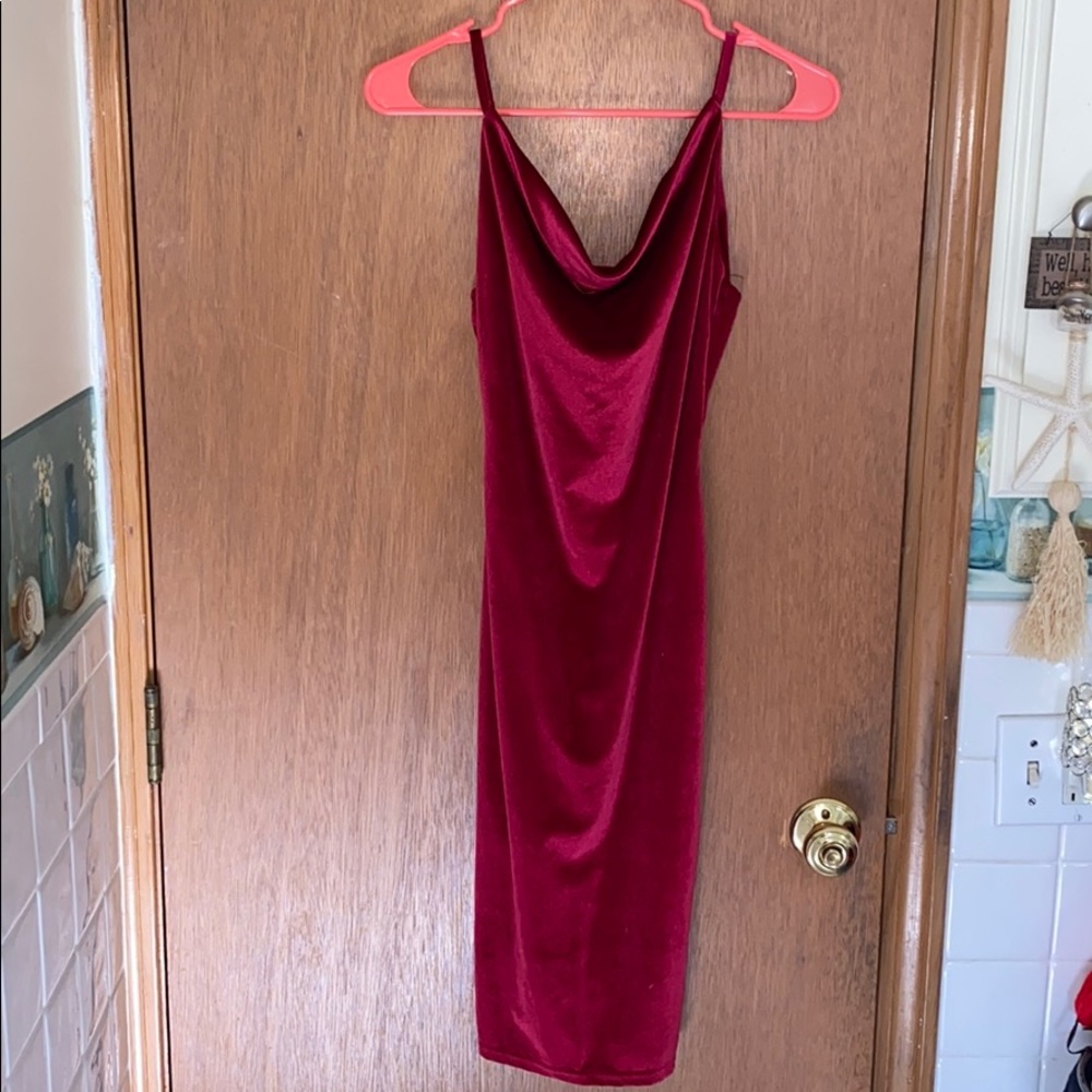 Charles River Red Velvet Tight Fitting Dress